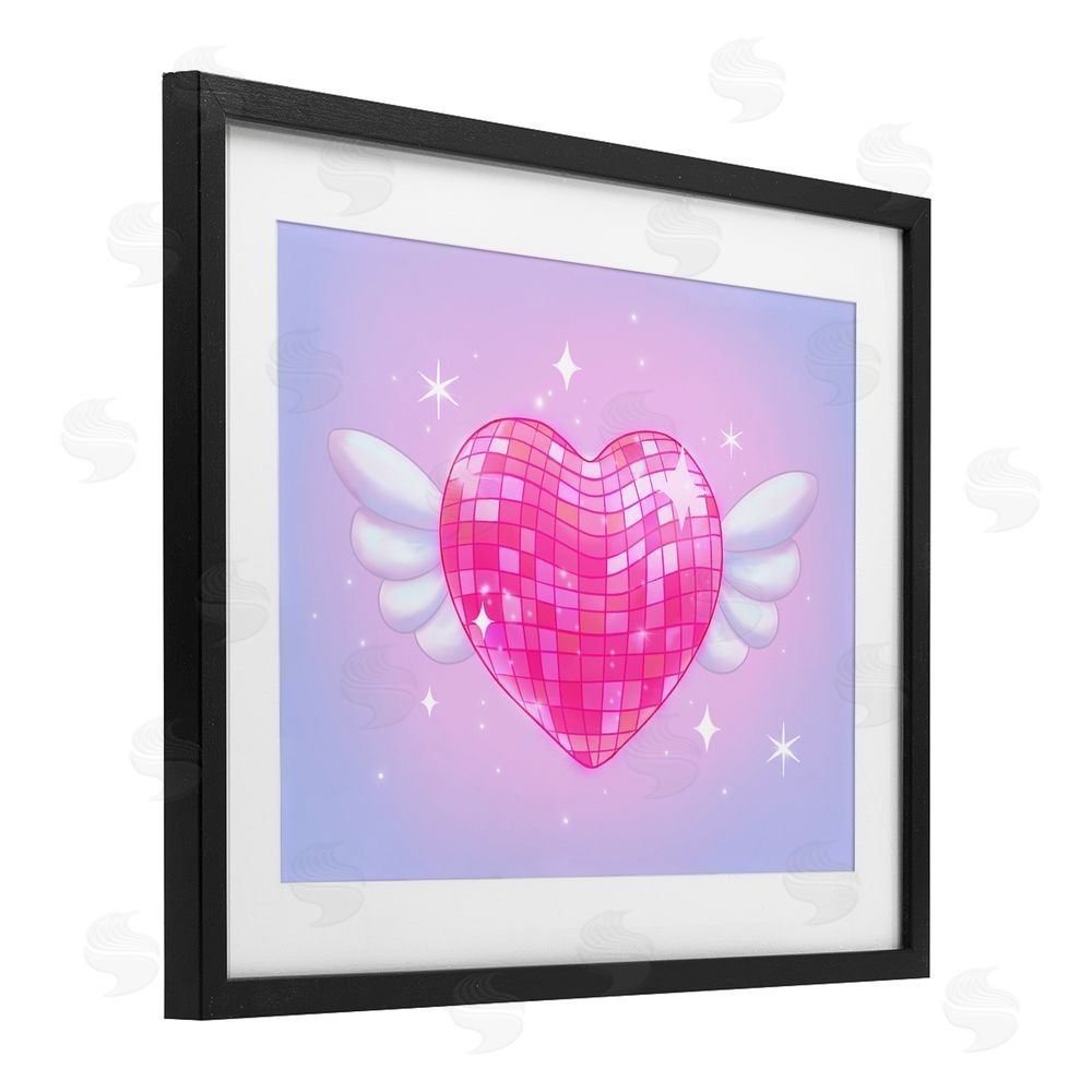 Stephanie Sanchez Disco Heart with Wings Black Framed Print Under Glass Art