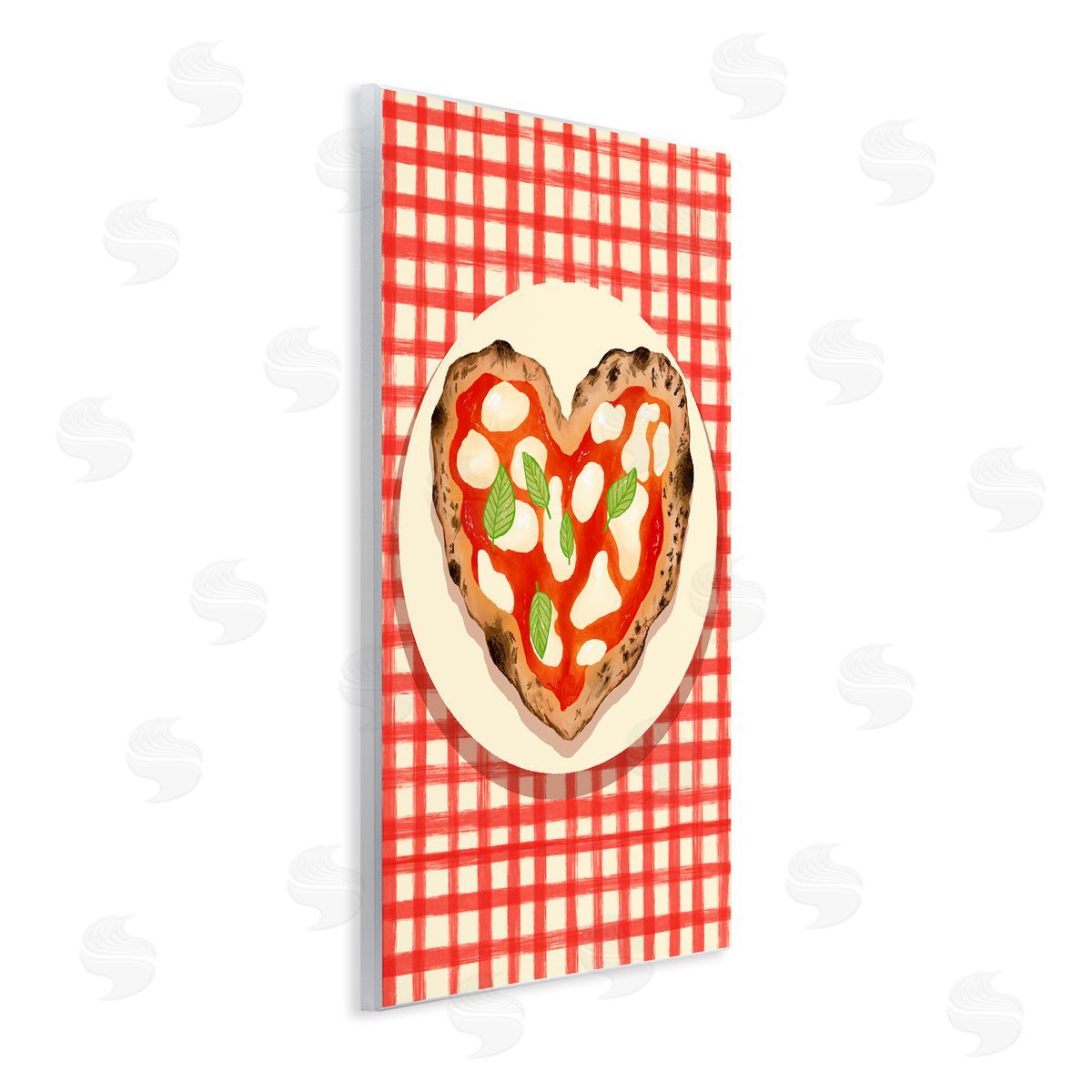Florentina Dolci Heart Pizza on Red Check Wall Plaque Art Print