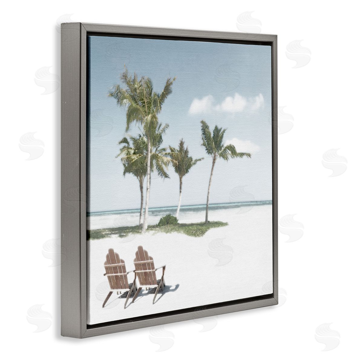 Noah Bay Sea Breeze Beach Scene Gray Floating Frame Canvas Art Print