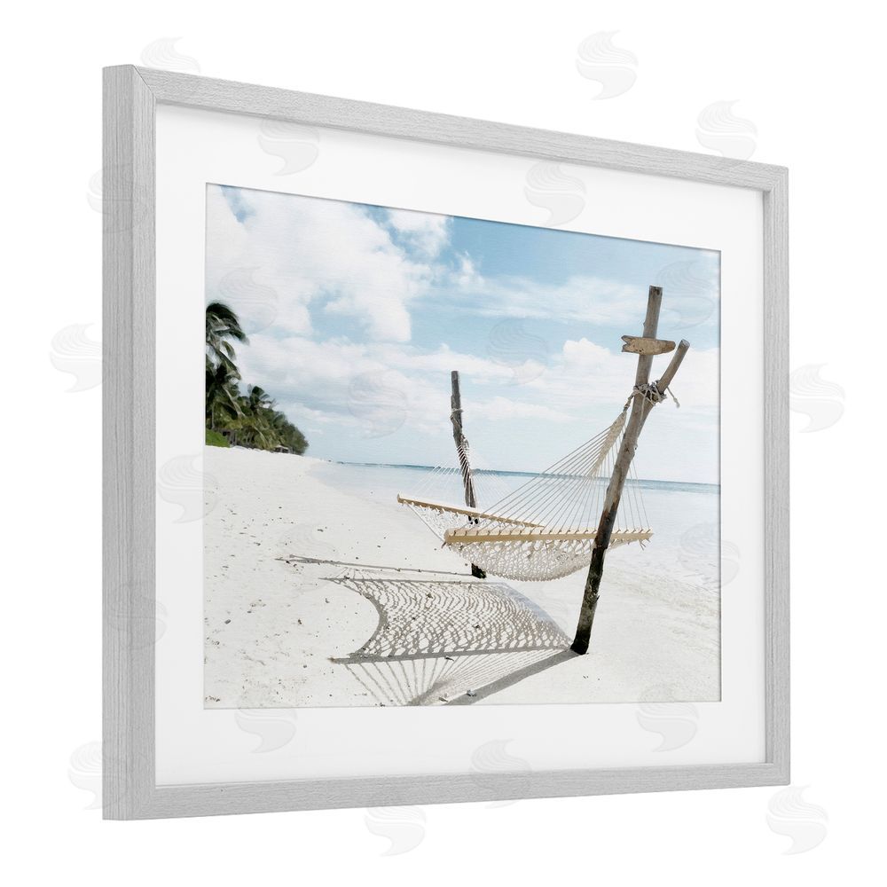 Noah Bay Beachside Idyll Scene Gray Framed Print Under Glass Art