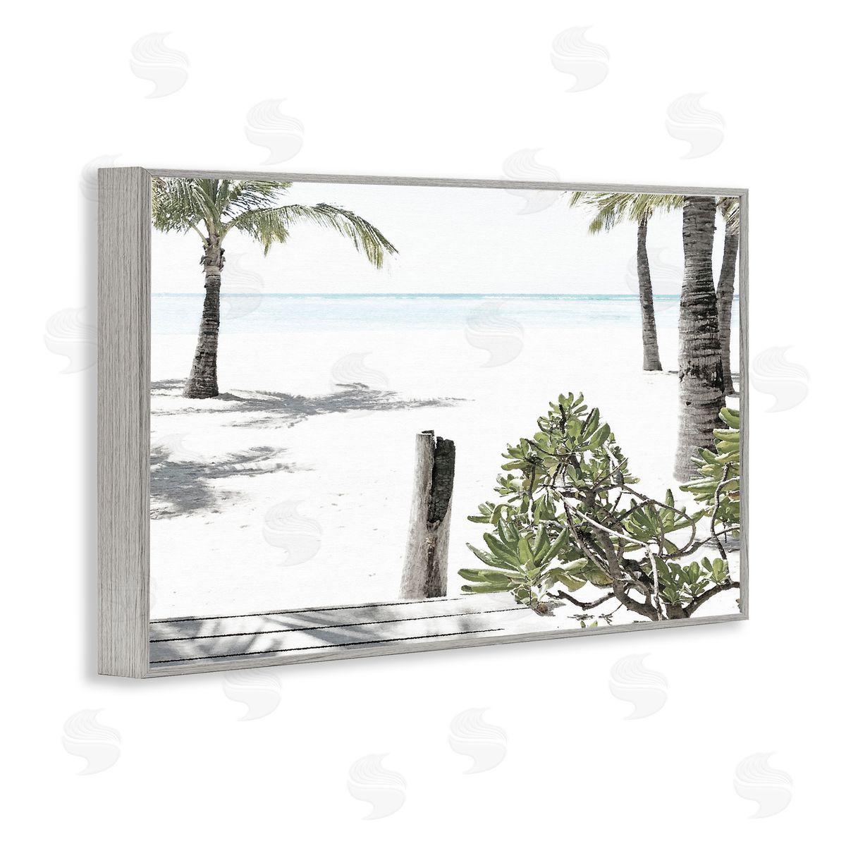 Noah Bay Shoreline Palms Landscape Gray Framed Giclee Art Print
