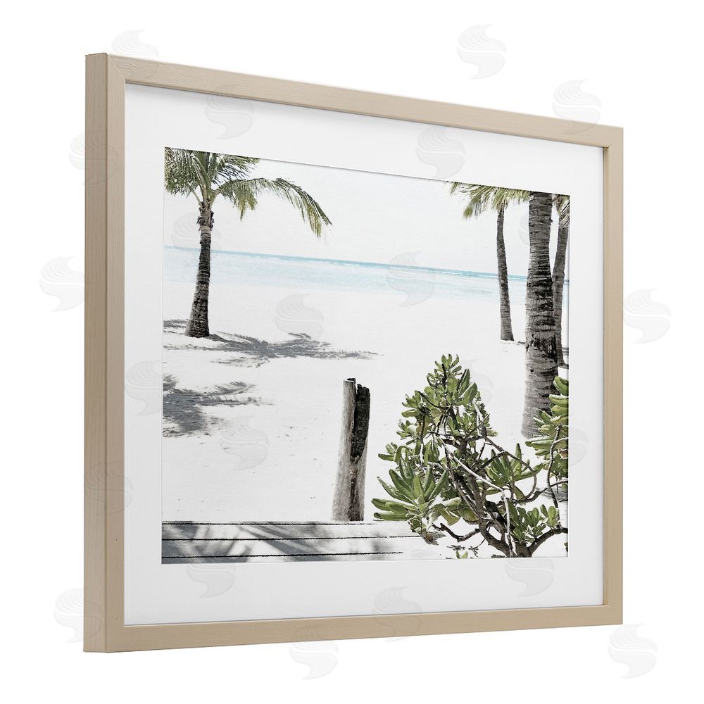 Noah Bay Shoreline Palms Landscape Birch Framed Print Under Glass Art