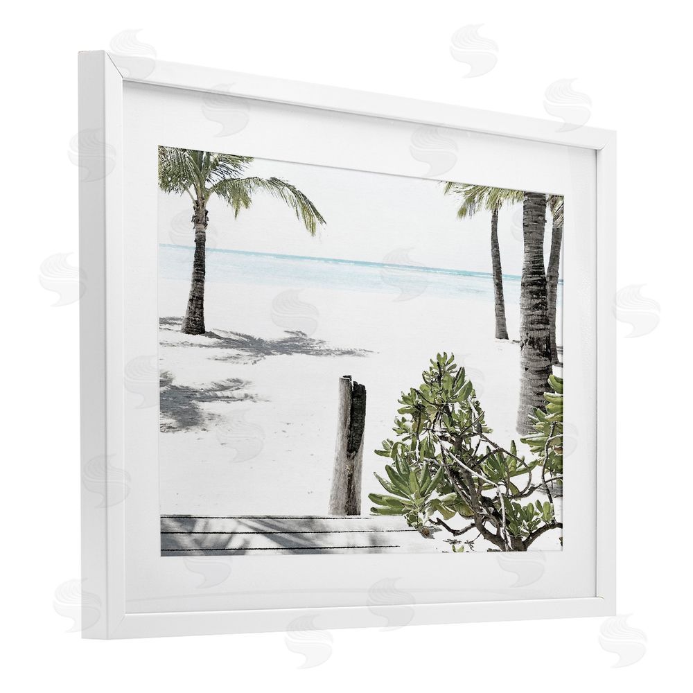 Noah Bay Shoreline Palms Landscape White Framed Print Under Glass Art