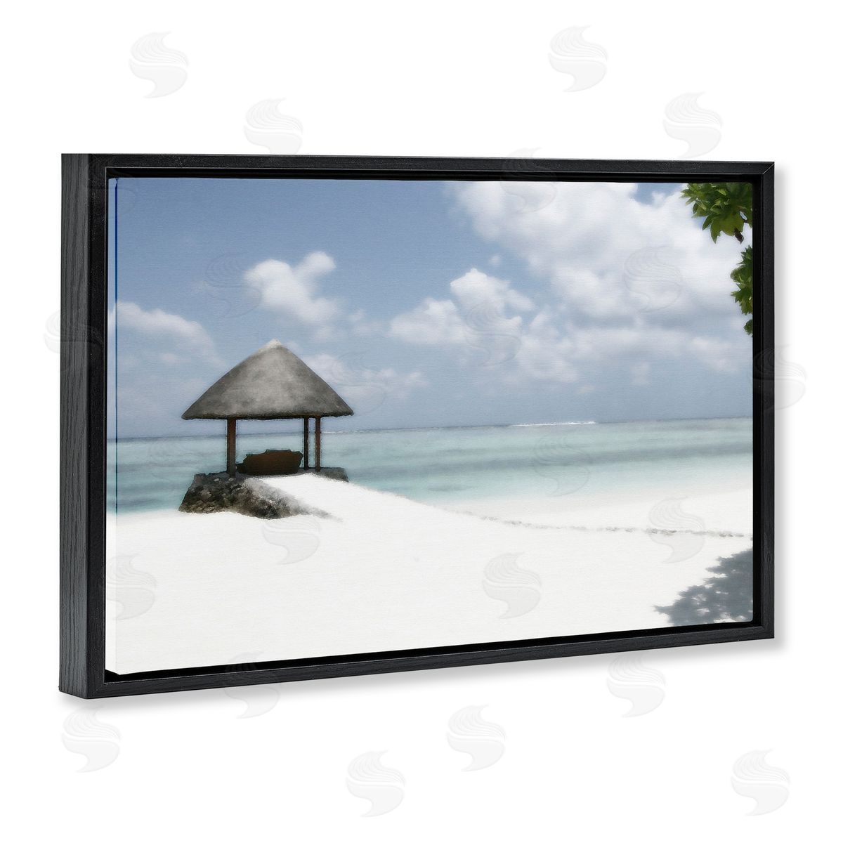 Noah Bay Quiet Place Beach Coast Black Floating Frame Canvas Wall Art Print