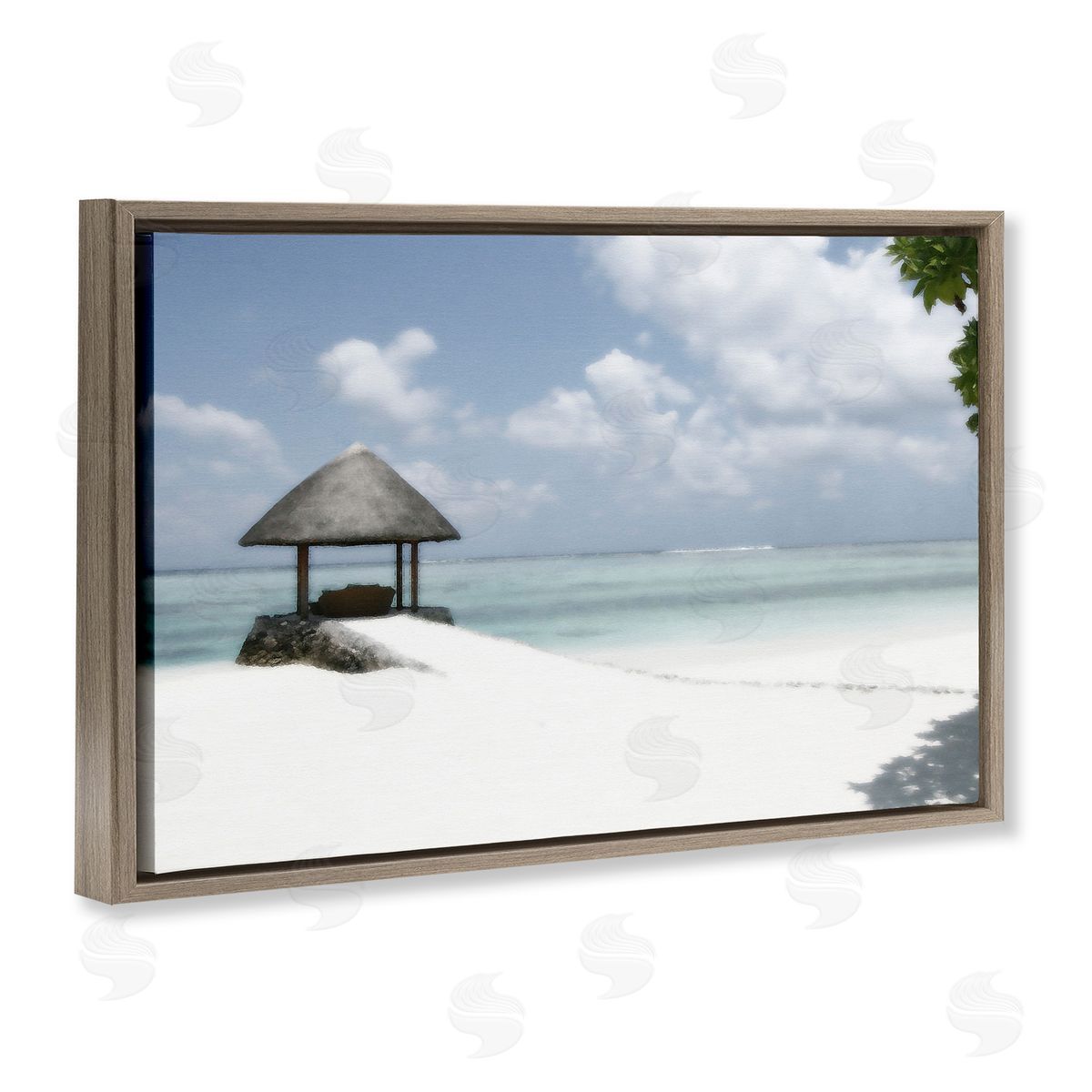 Noah Bay Quiet Place Beach Coast Brown Floating Frame Canvas Art Print