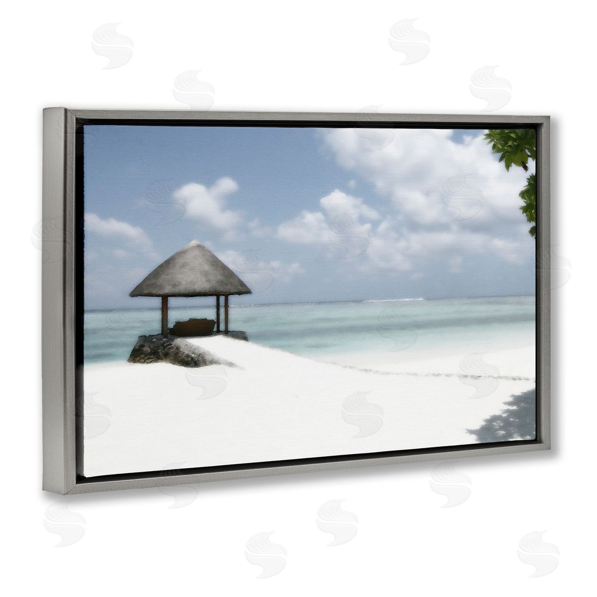 Noah Bay Quiet Place Beach Coast Gray Floating Frame Canvas Art Print