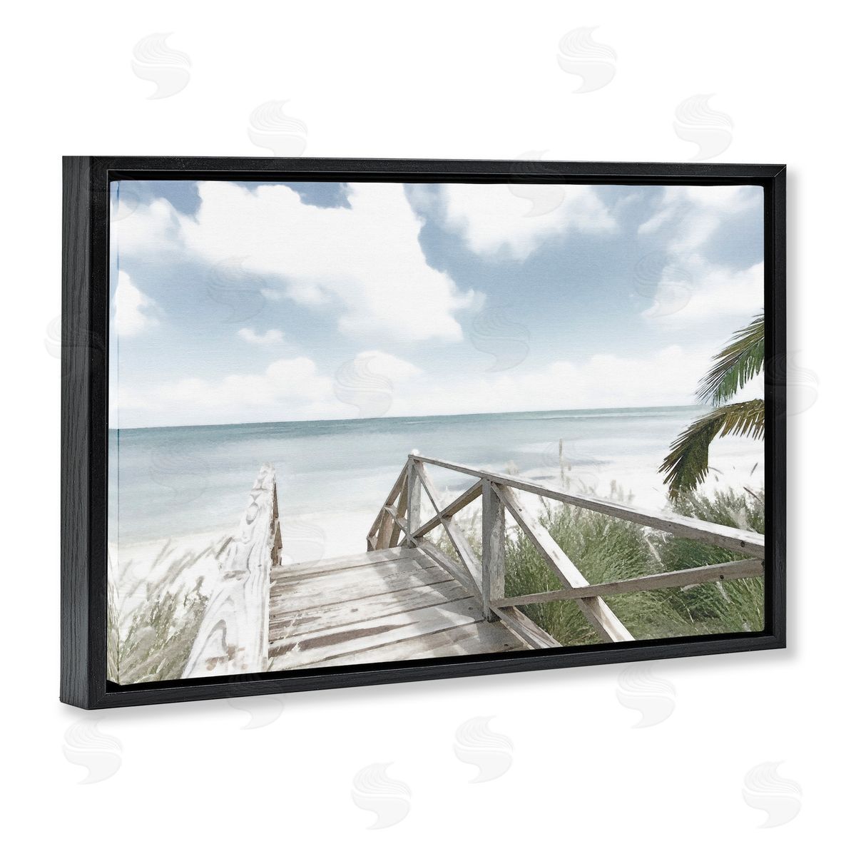 Noah Bay Far Horizon Beach Coast Black Floating Frame Canvas Wall Art Print
