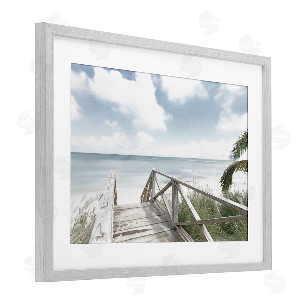 Noah Bay Far Horizon Beach Coast Gray Framed Print Under Glass Art