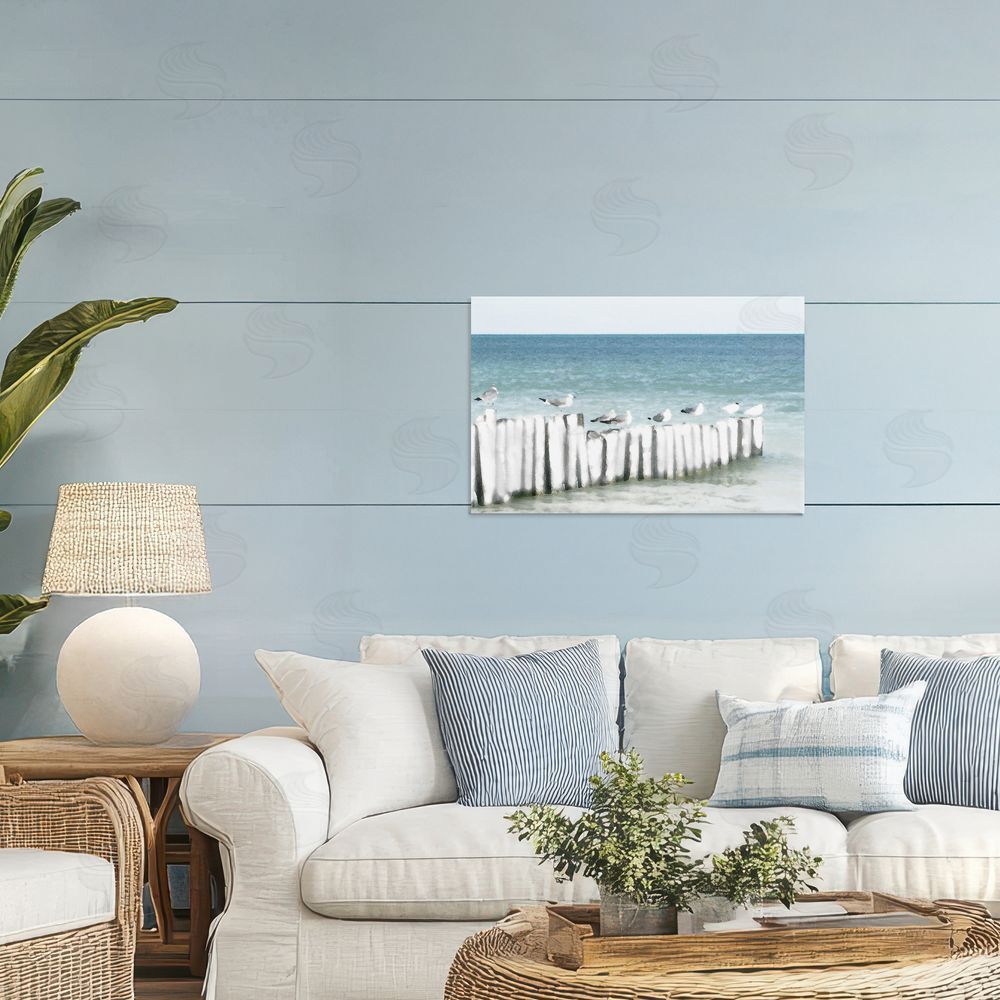 Noah Bay Gulls Waiting Beach Scene Printed Wall Art in Room