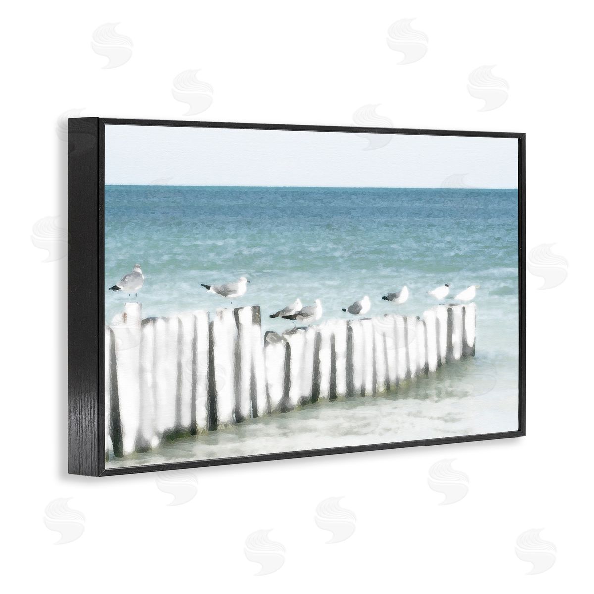 Noah Bay Gulls Waiting Beach Scene Black Framed Giclee Art Print