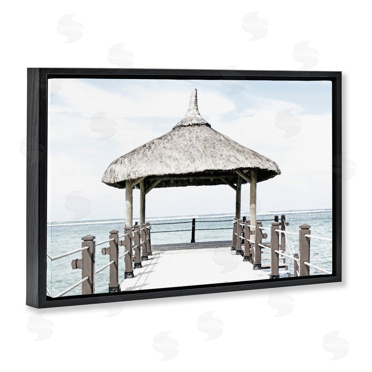 Noah Bay Jetty At Noon Coast Black Floating Frame Canvas Wall Art Print