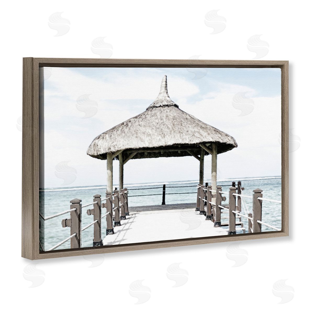 Noah Bay Jetty At Noon Coast Brown Floating Frame Canvas Art Print