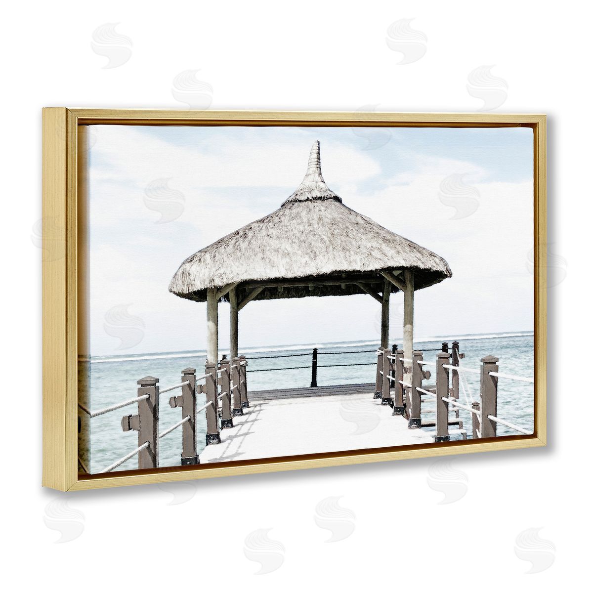 Noah Bay Jetty At Noon Coast Gold Floating Frame Canvas Art Print