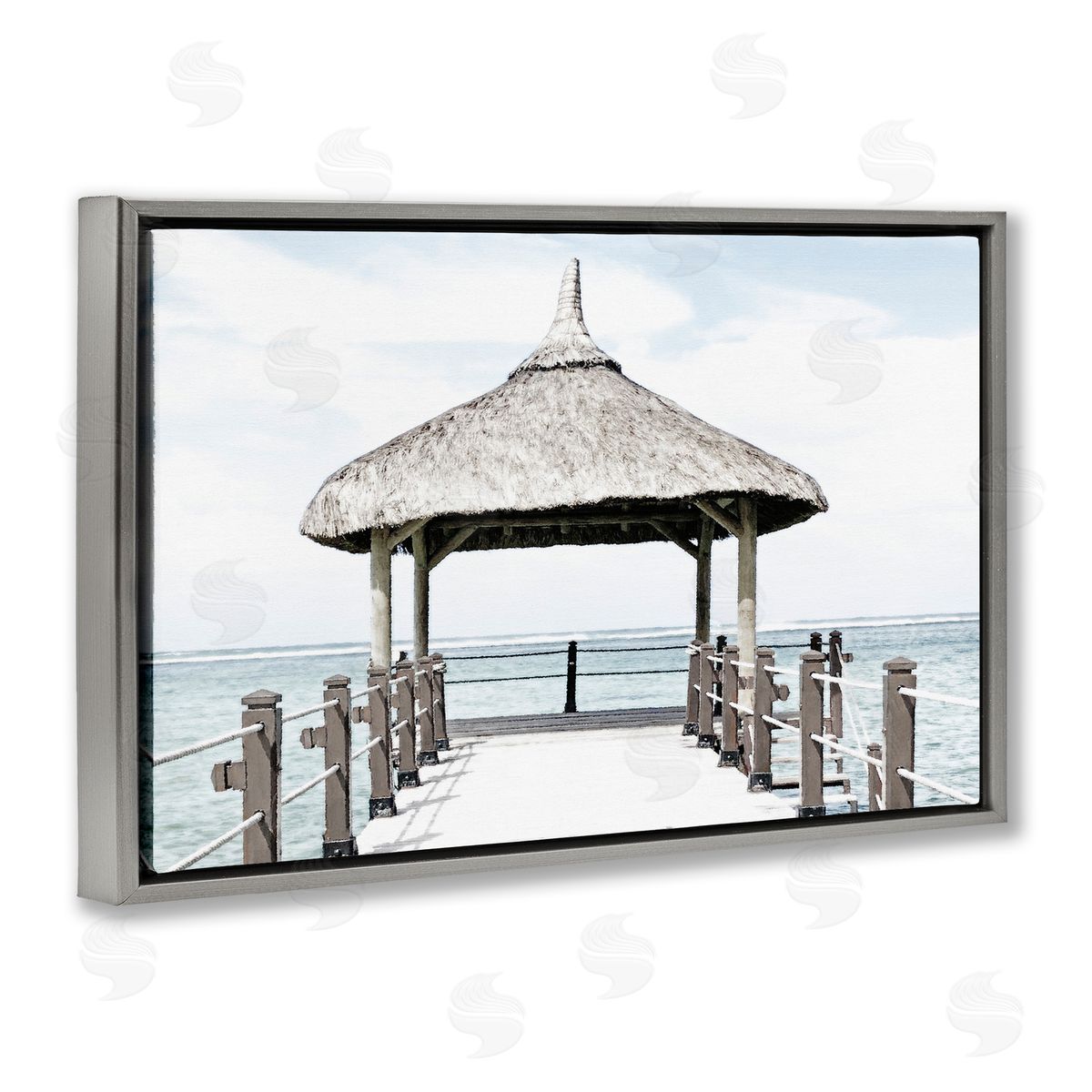 Noah Bay Jetty At Noon Coast Gray Floating Frame Canvas Art Print