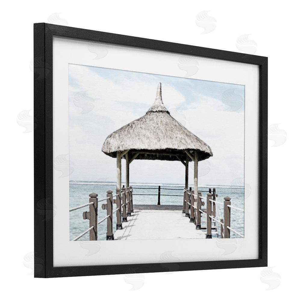 Noah Bay Jetty At Noon Coast Black Framed Print Under Glass Art