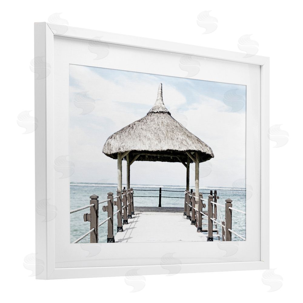 Noah Bay Jetty At Noon Coast White Framed Print Under Glass Art