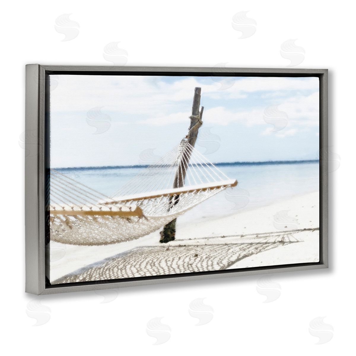 Noah Bay Beachside Hammock Coast Gray Floating Frame Canvas Art Print