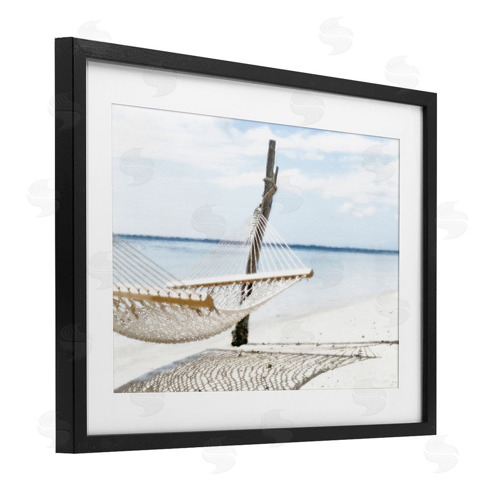 Noah Bay Beachside Hammock Coast Black Framed Print Under Glass Art