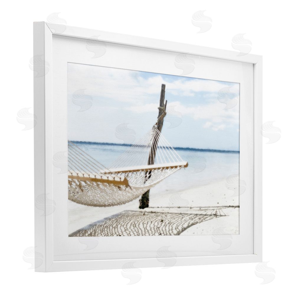 Noah Bay Beachside Hammock Coast White Framed Print Under Glass Art