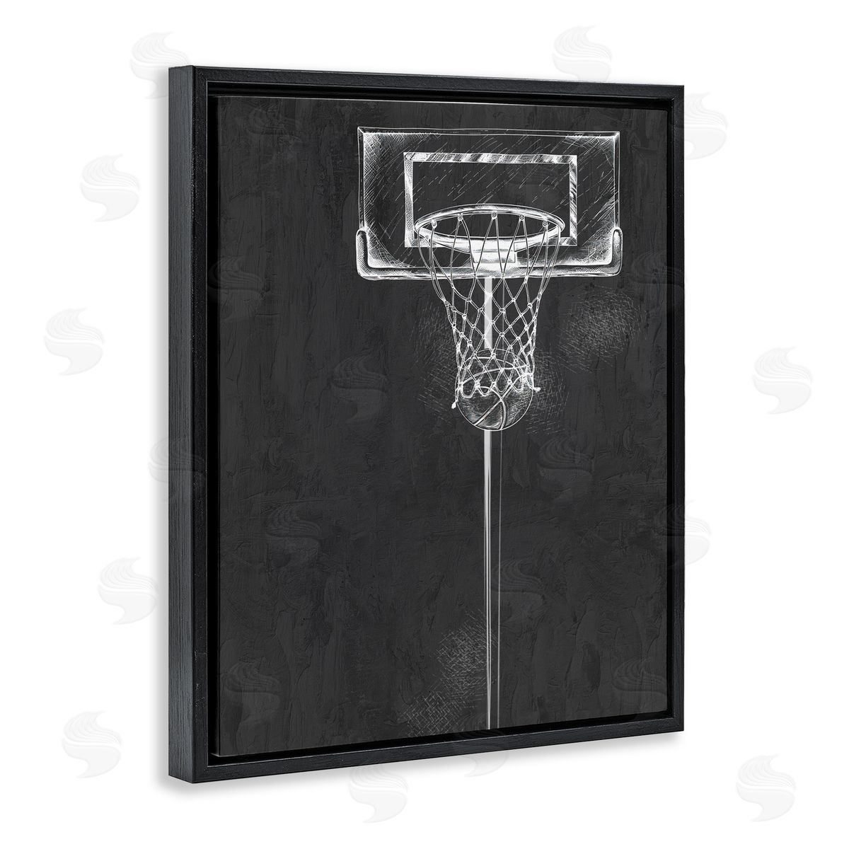 Kim Allen Basketball Dunk Score Black Floating Frame Canvas Wall Art Print