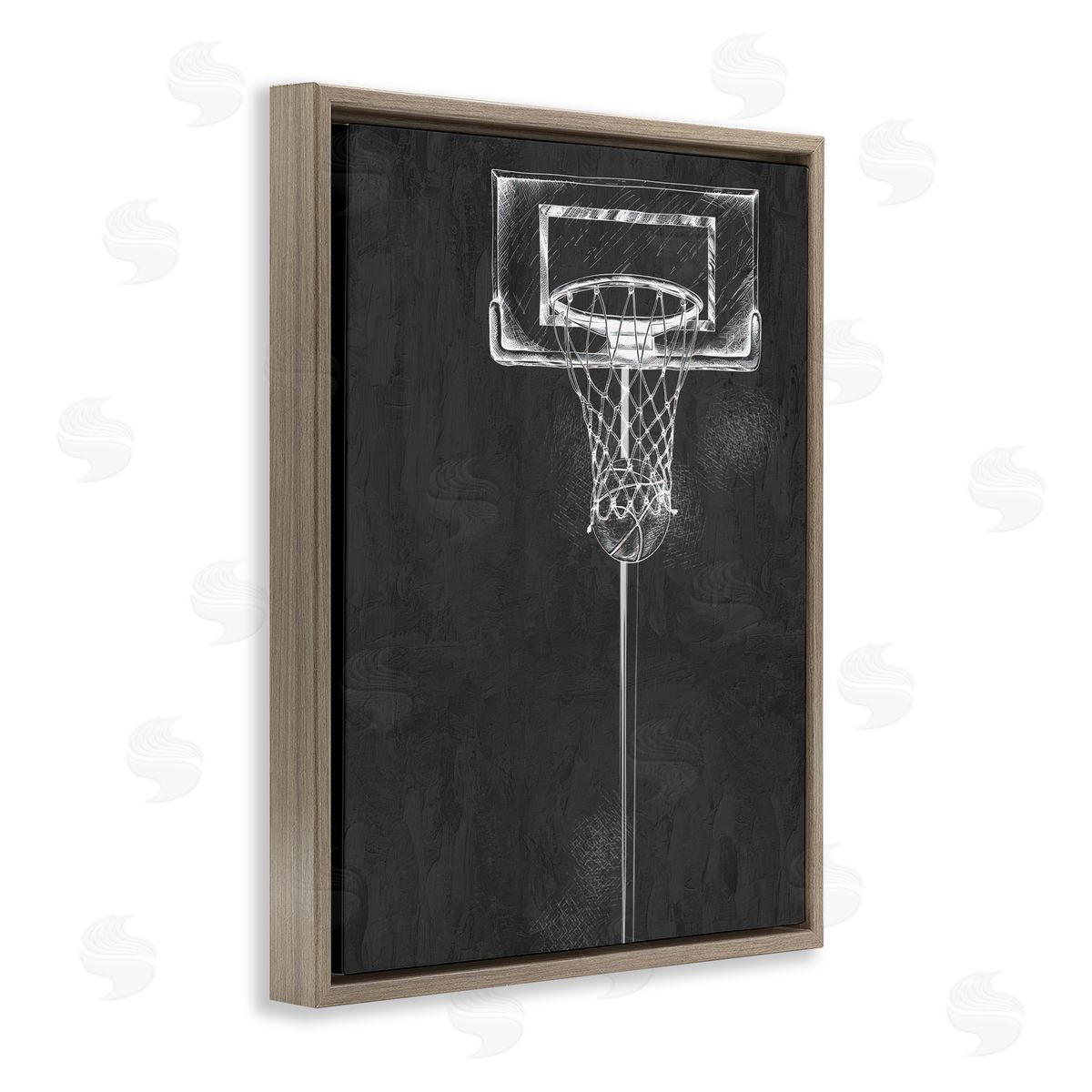 Kim Allen Basketball Dunk Score Brown Floating Frame Canvas Art Print