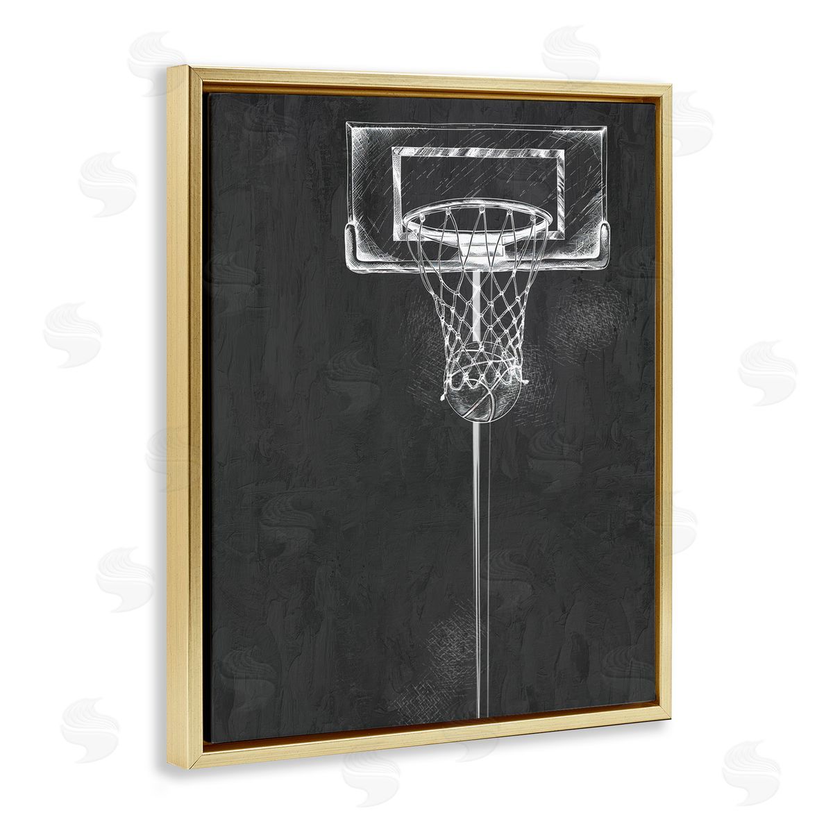 Kim Allen Basketball Dunk Score Gold Floating Frame Canvas Art Print