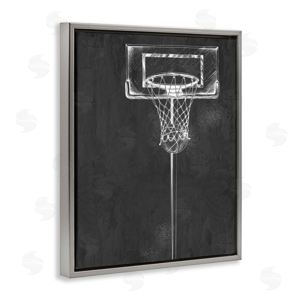 Kim Allen Basketball Dunk Score Gray Floating Frame Canvas Art Print
