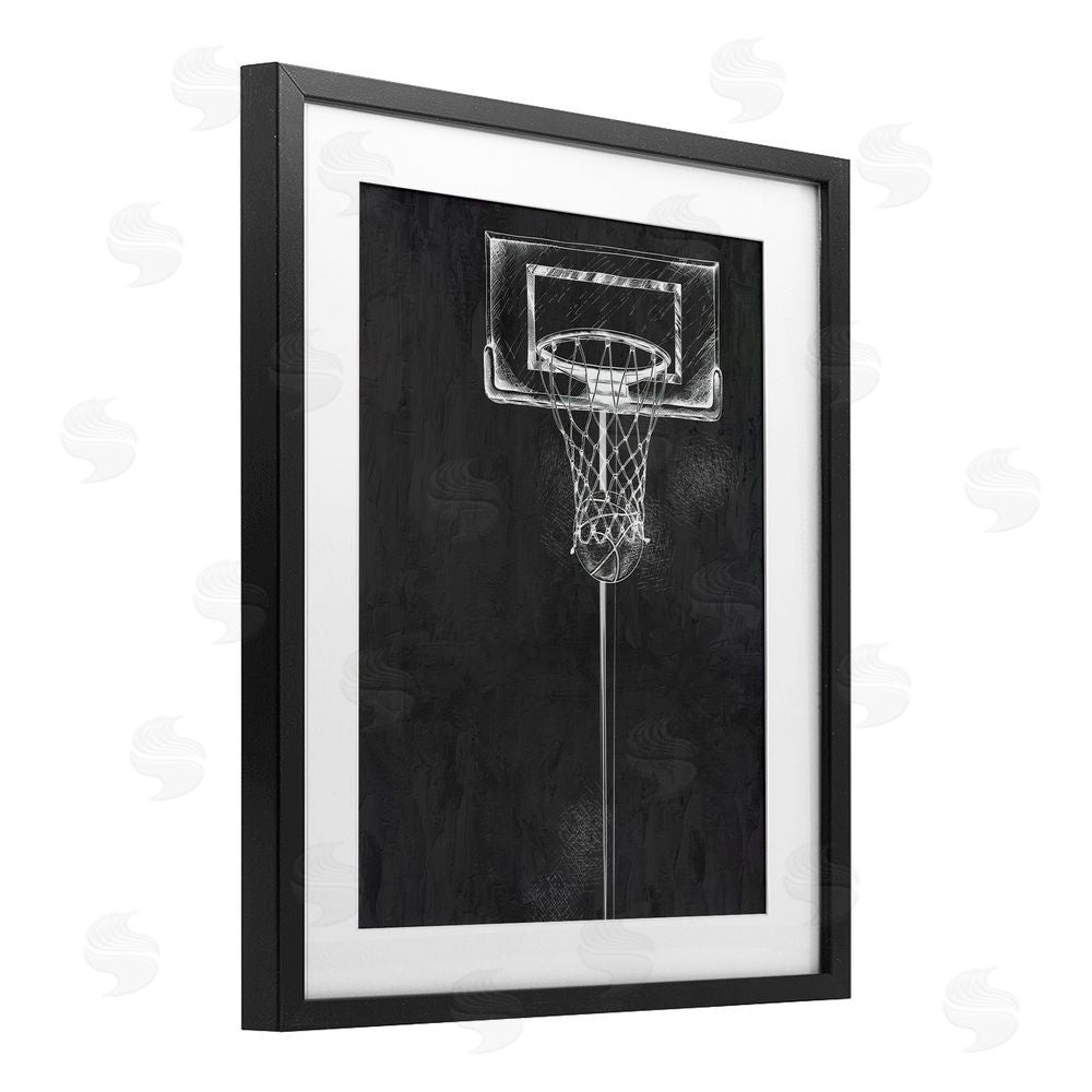 Kim Allen Basketball Dunk Score Black Framed Print Under Glass Art