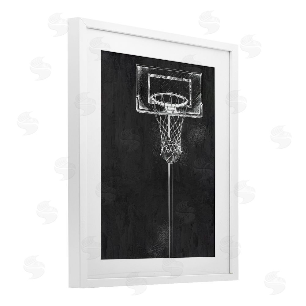 Kim Allen Basketball Dunk Score White Framed Print Under Glass Art