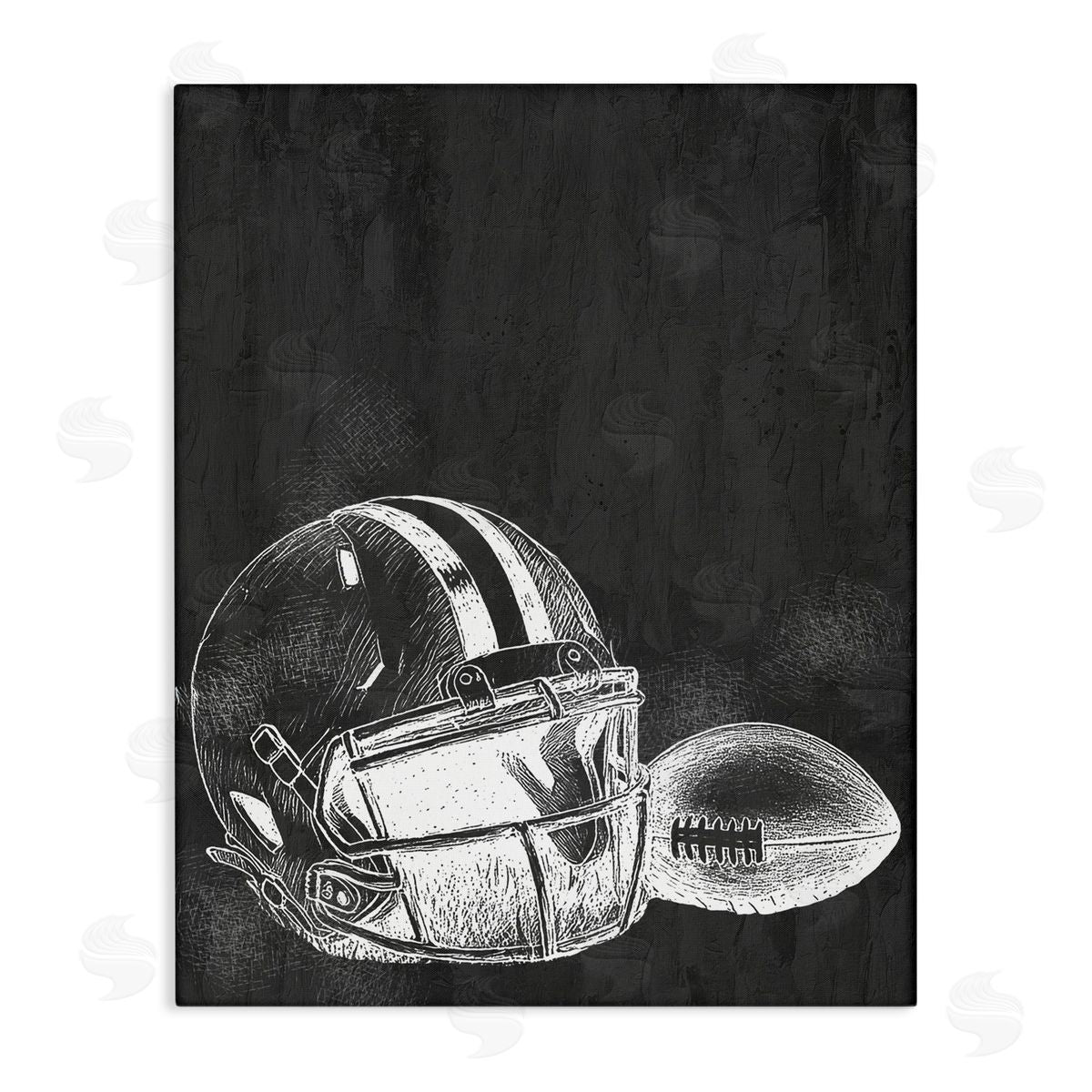 Kim Allen Monochrome Football Helmet & Ball Canvas Wall Art Print