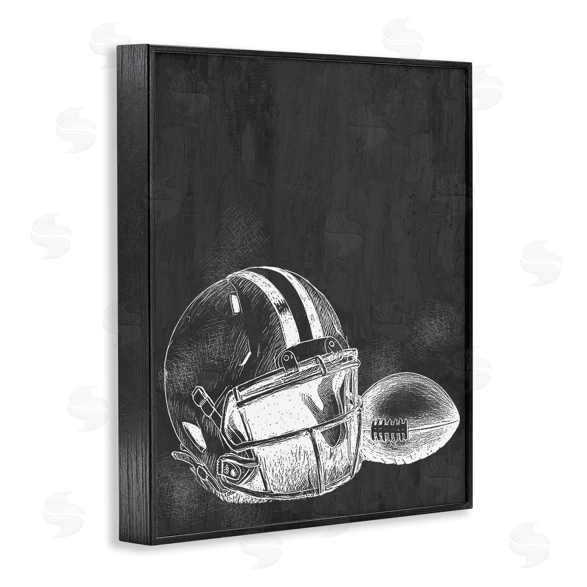 Kim Allen Monochrome Football Helmet & Ball Black Framed Giclee Art Print