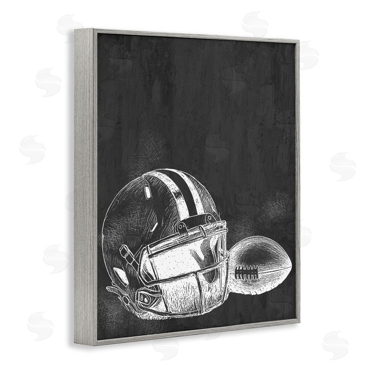 Kim Allen Monochrome Football Helmet & Ball Gray Framed Giclee Art Print