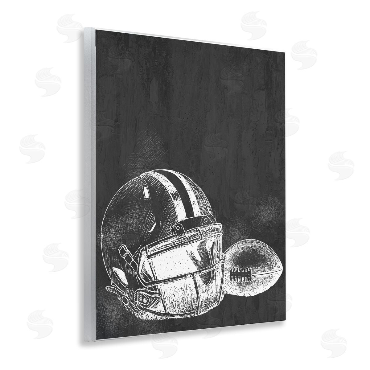 Kim Allen Monochrome Football Helmet & Ball Wall Plaque Art Print