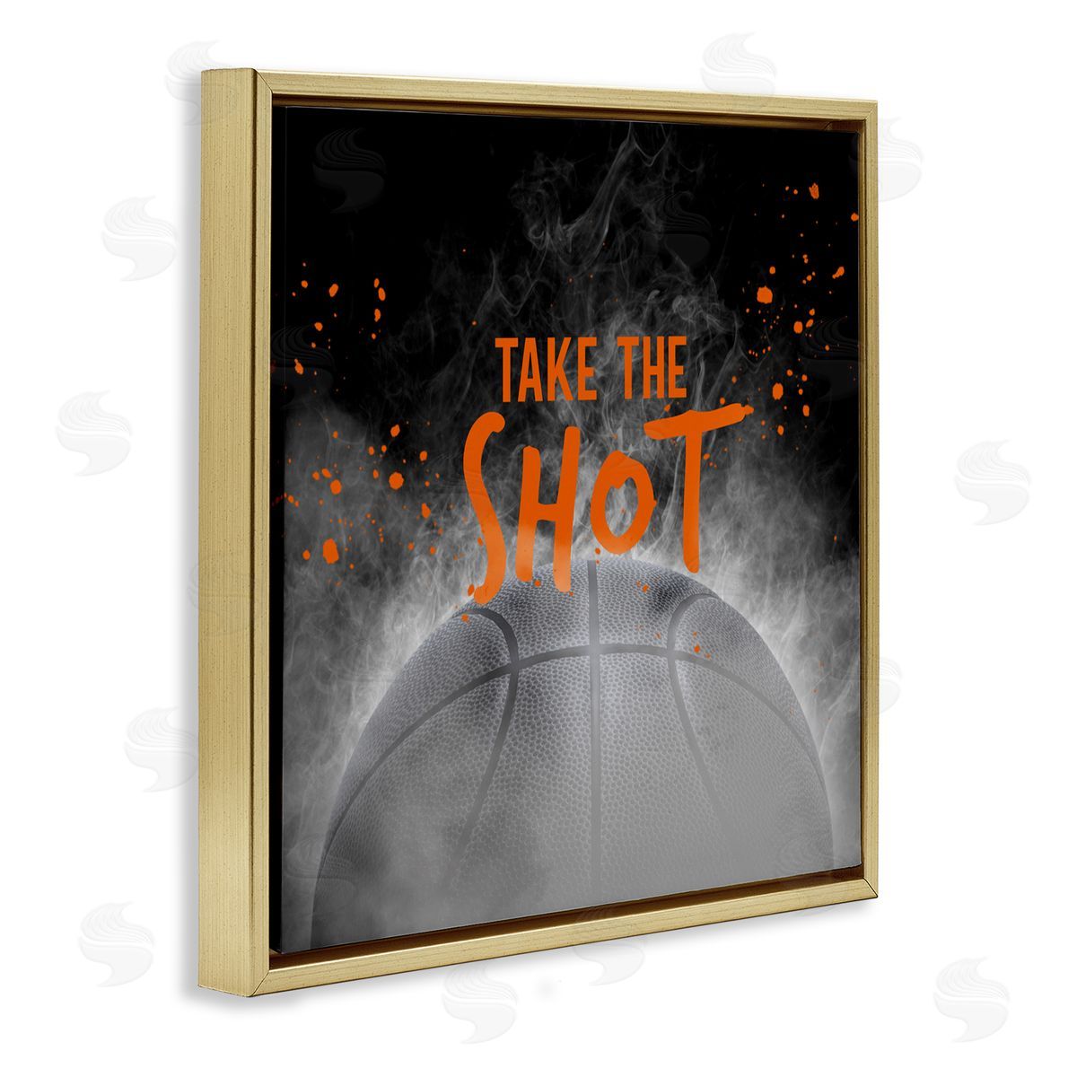 Kim Allen Take The Shot Basketball Gold Floating Frame Canvas Art Print