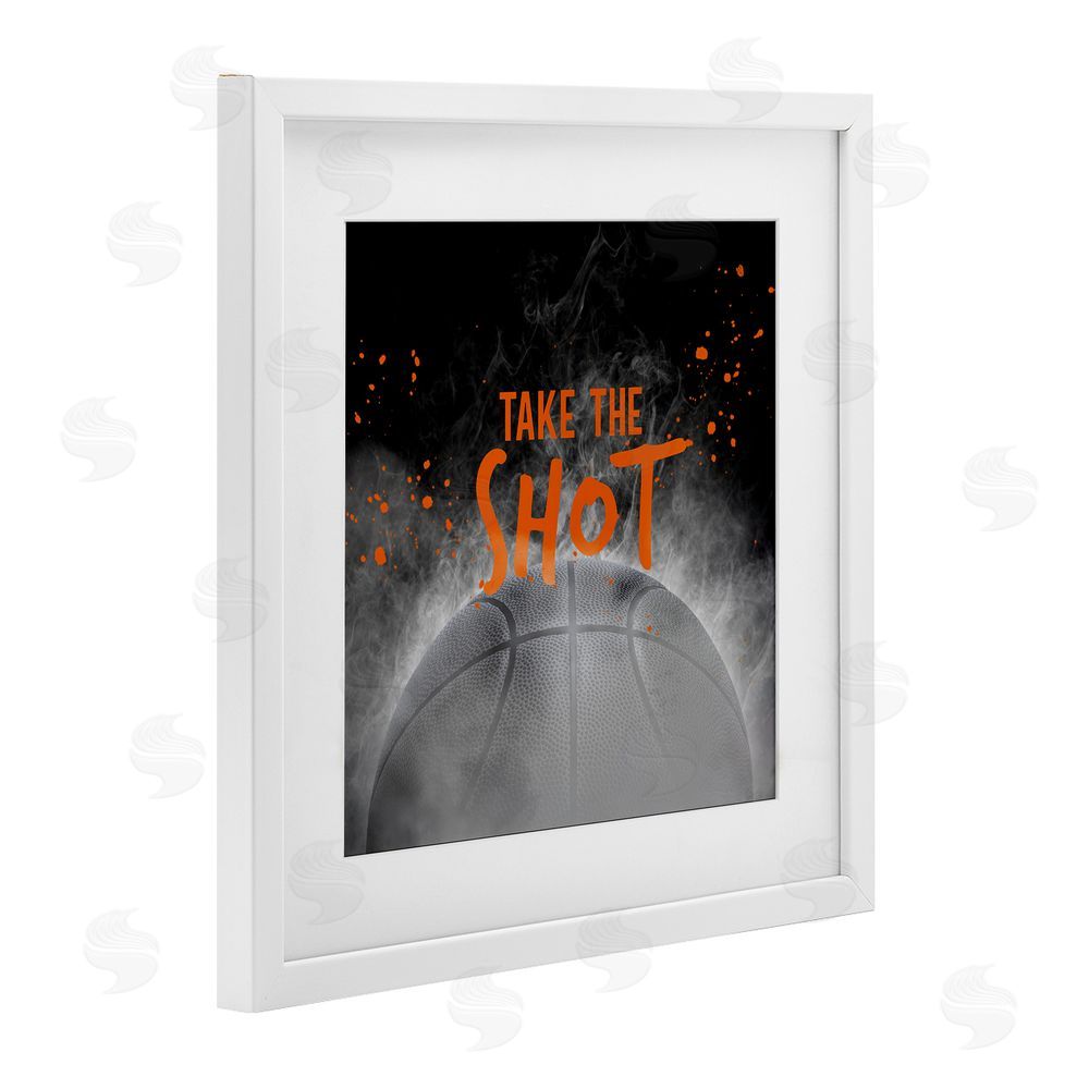 Kim Allen Take The Shot Basketball White Framed Print Under Glass Art