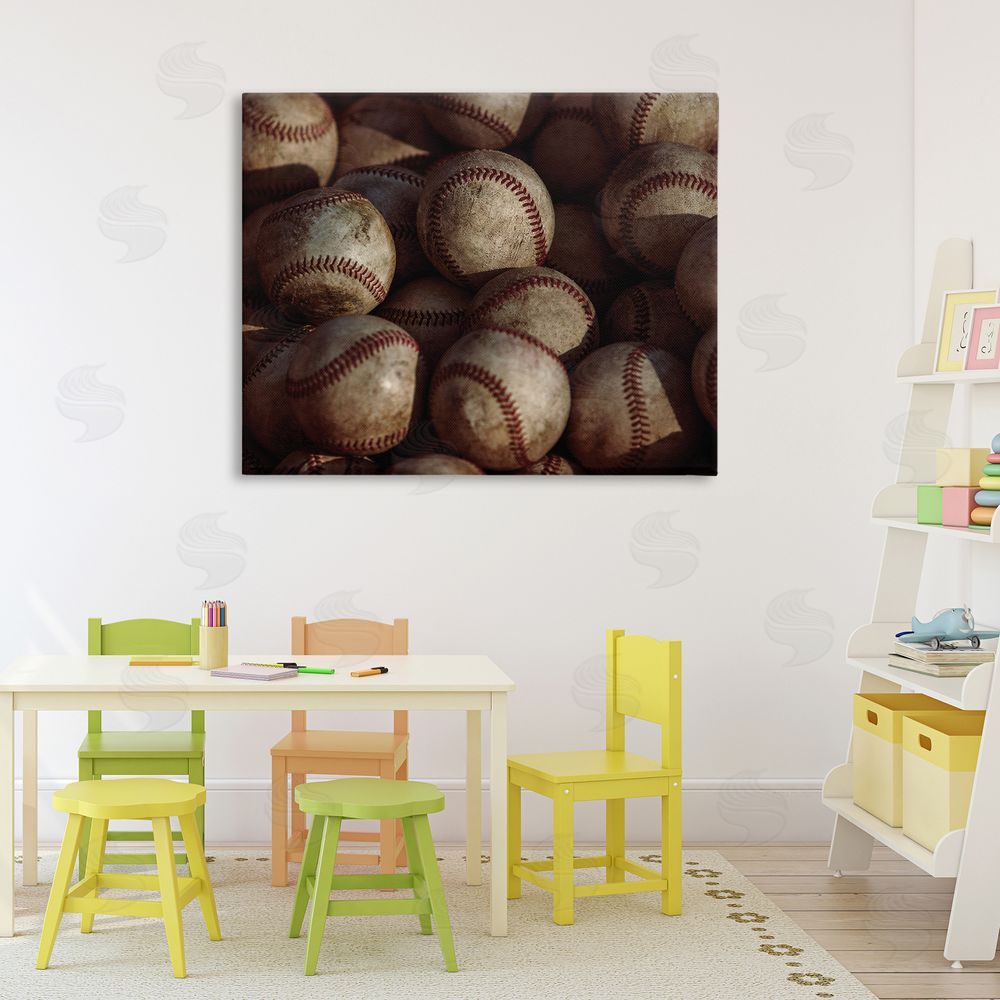 Marcus Prime Bin Of Baseballs Printed Wall Art in Room