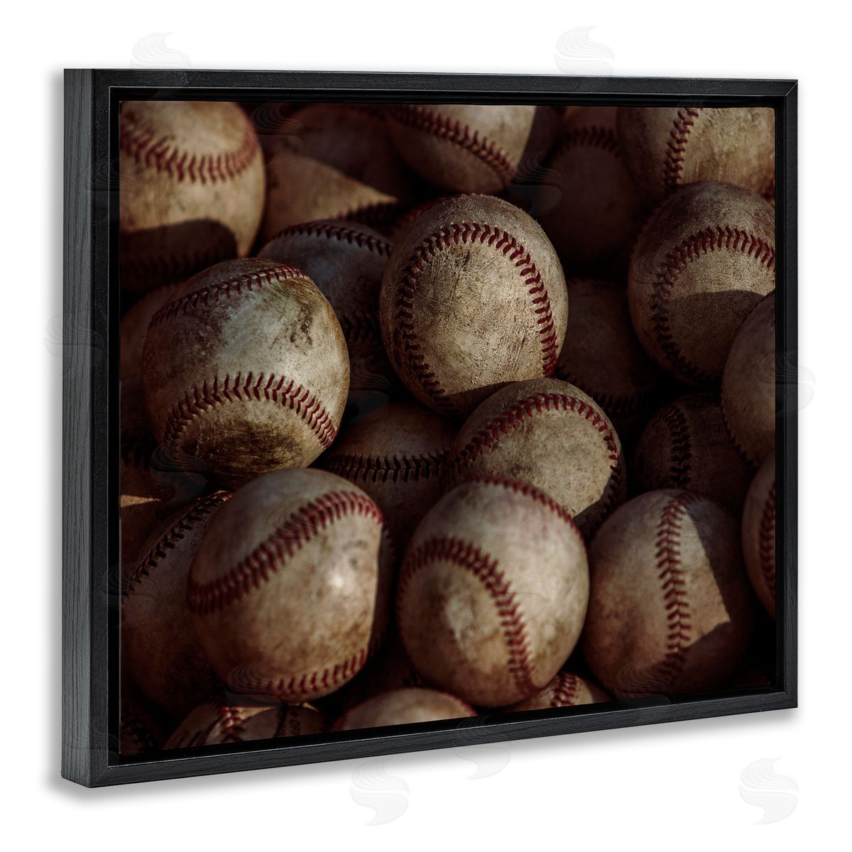 Marcus Prime Bin Of Baseballs Black Floating Frame Canvas Wall Art Print