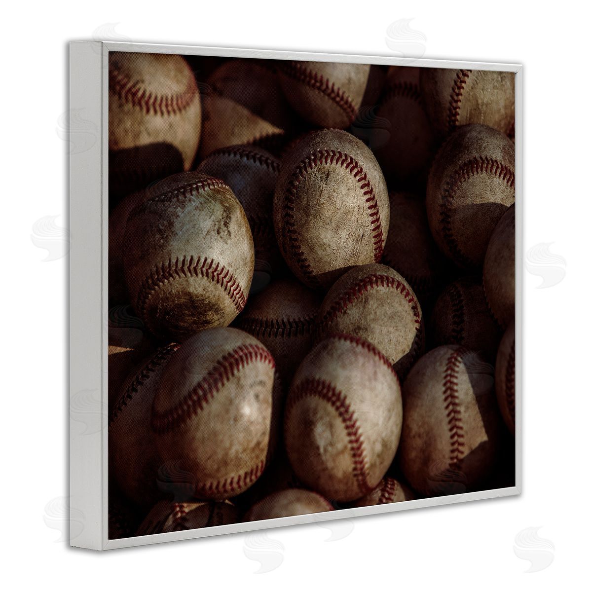 Marcus Prime Bin Of Baseballs White Frame Giclee Art Print