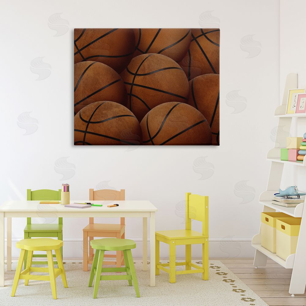 Marcus Prime Bin Of Basketballs Printed Wall Art in Room