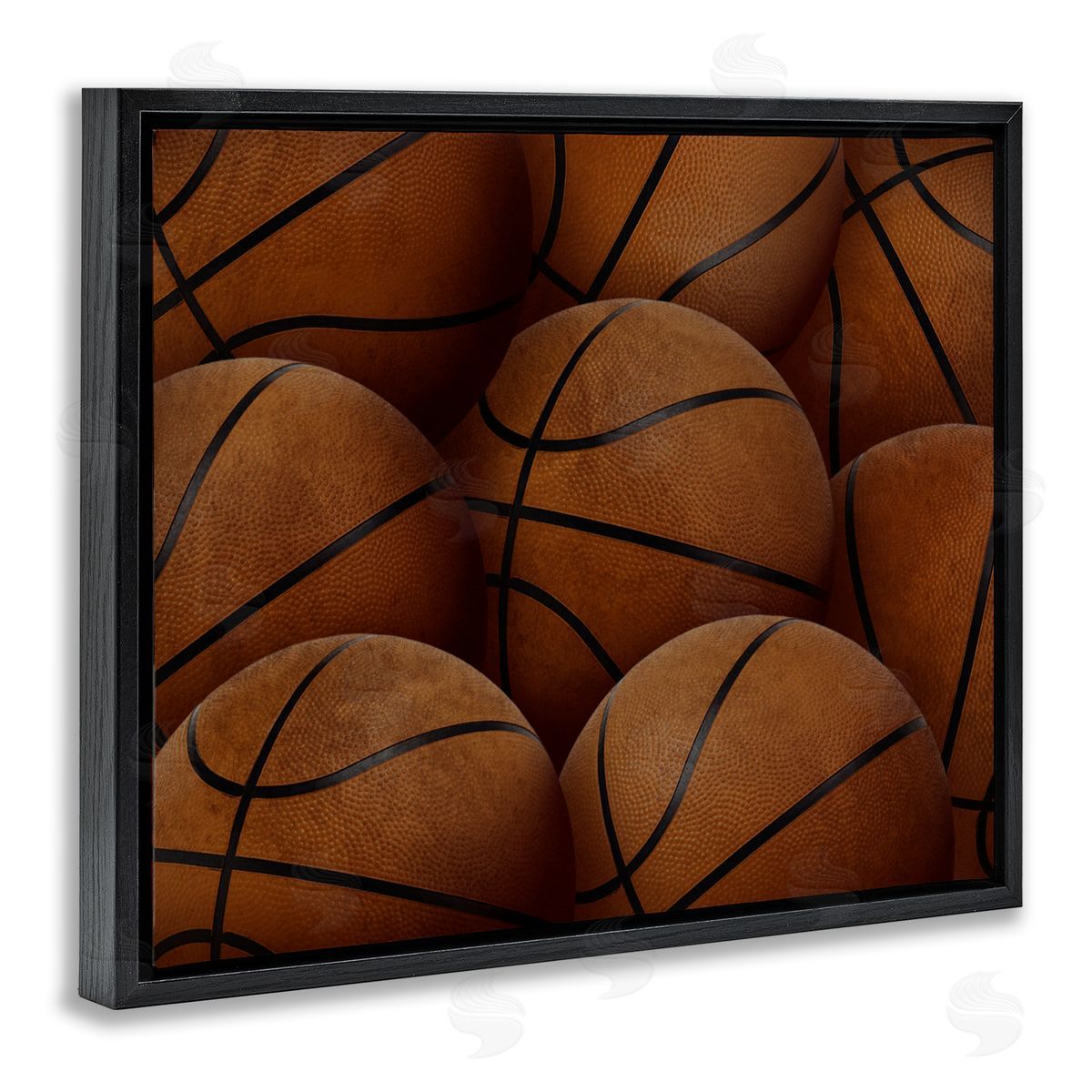 Marcus Prime Bin Of Basketballs Black Floating Frame Canvas Wall Art Print