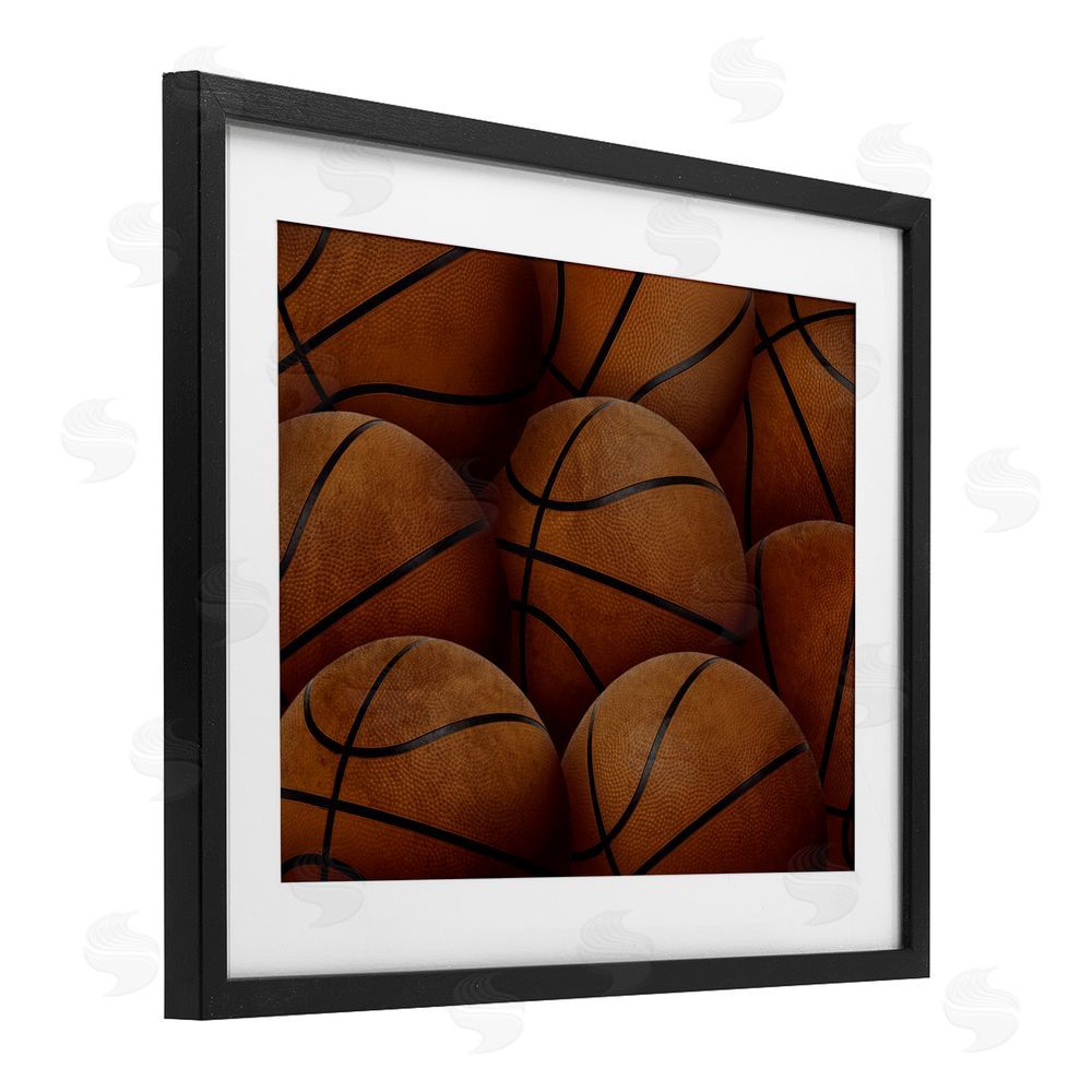 Marcus Prime Bin Of Basketballs Black Framed Print Under Glass Art