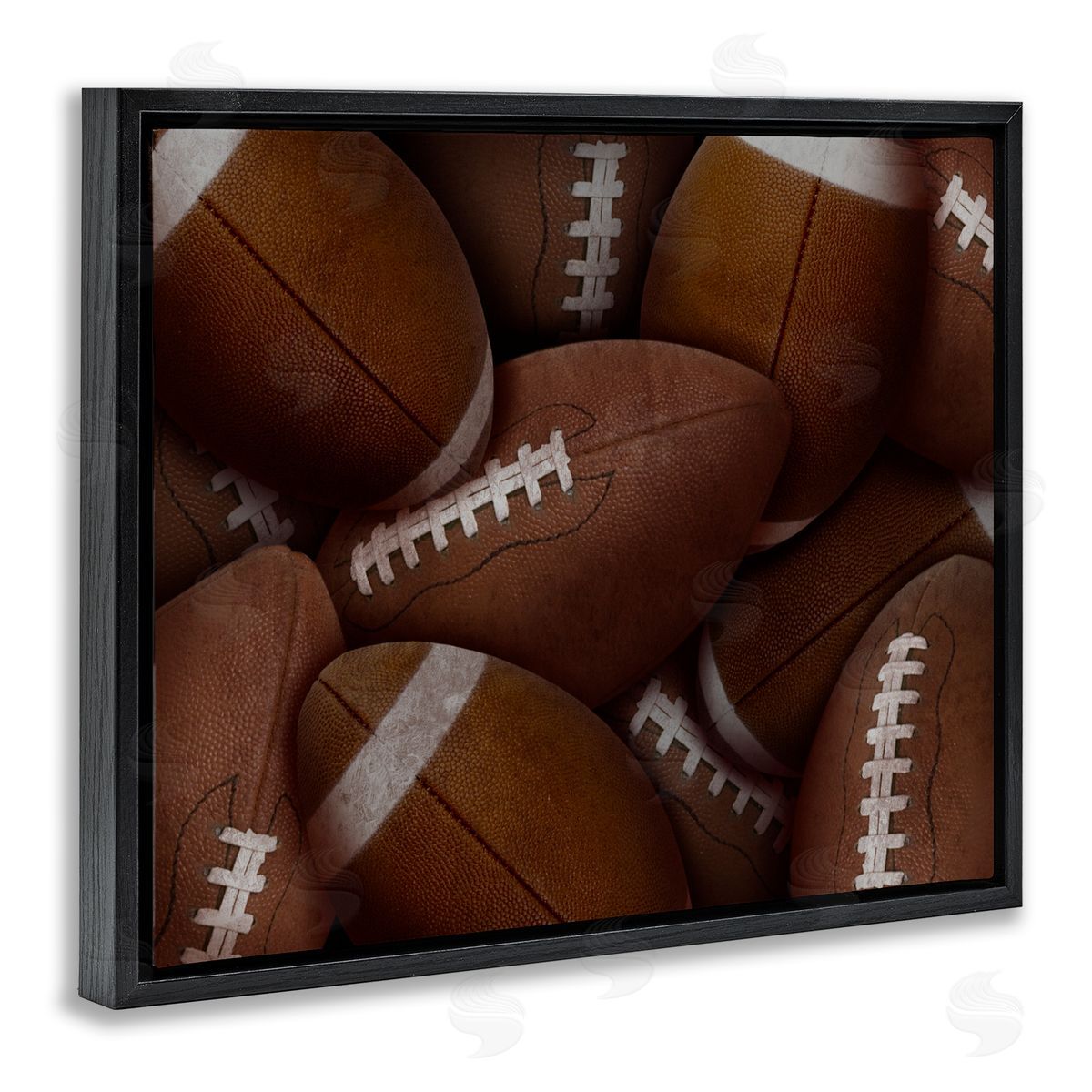 Marcus Prime Bin Of Footballs Black Floating Frame Canvas Wall Art Print