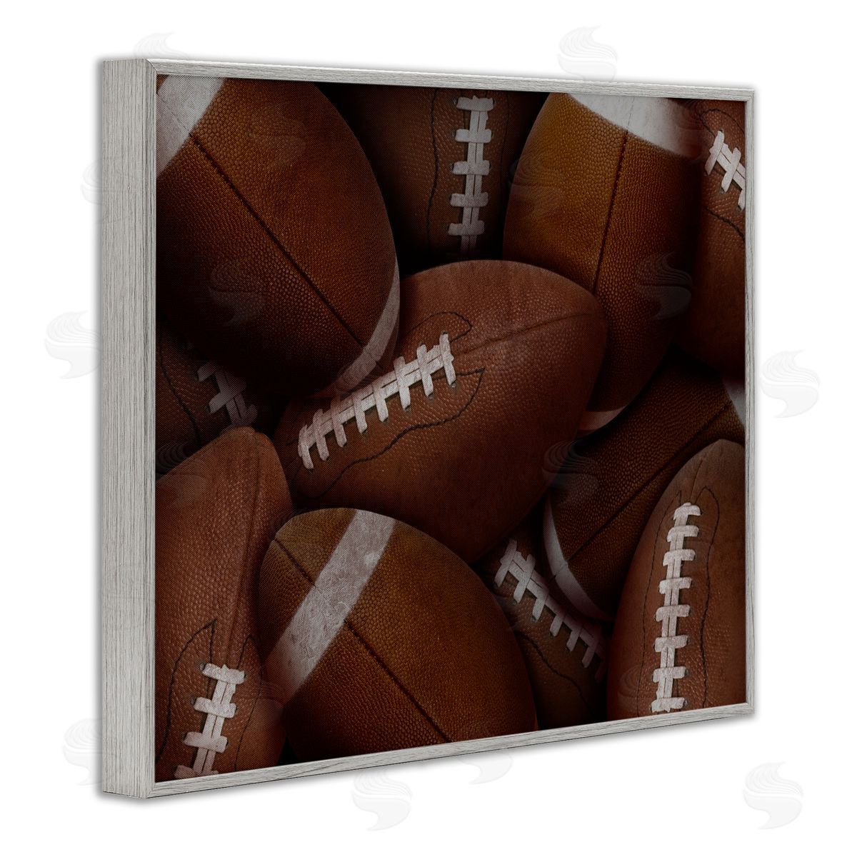 Marcus Prime Bin Of Footballs Gray Framed Giclee Art Print