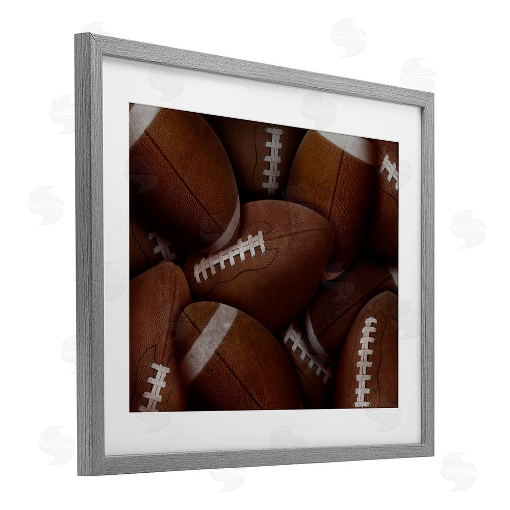 Marcus Prime Bin Of Footballs Gray Framed Print Under Glass Art