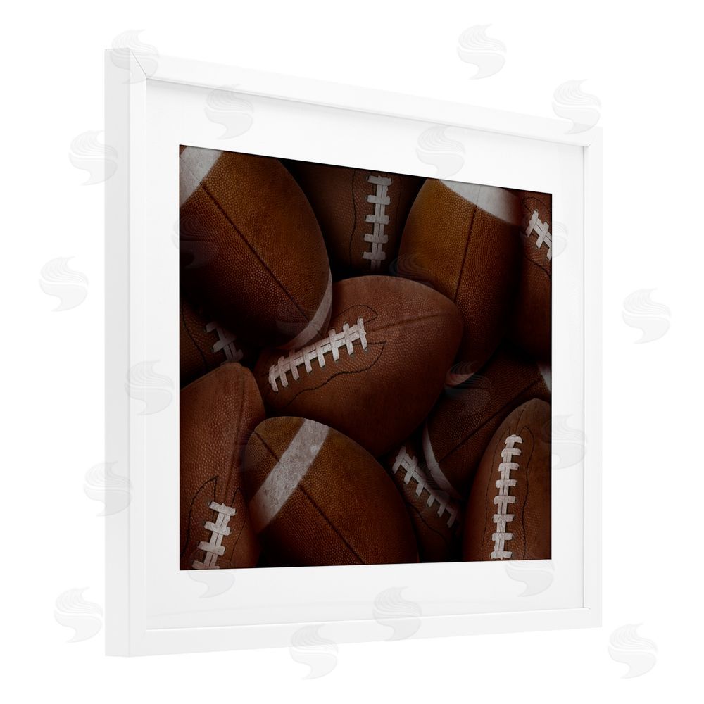 Marcus Prime Bin Of Footballs White Framed Print Under Glass Art