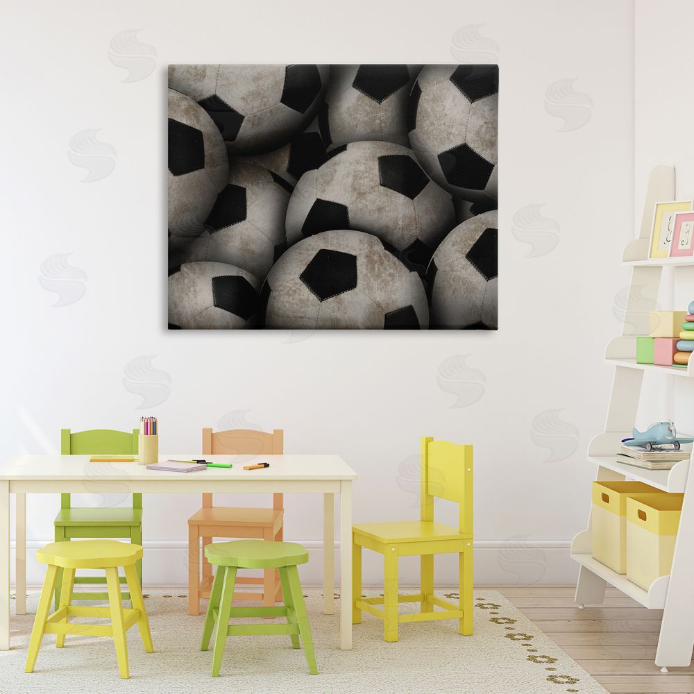 Marcus Prime Bin Of Soccer Balls Printed Wall Art in Room