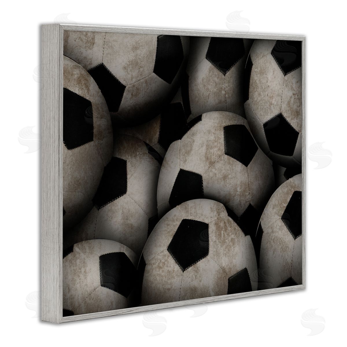 Marcus Prime Bin Of Soccer Balls Gray Framed Giclee Art Print