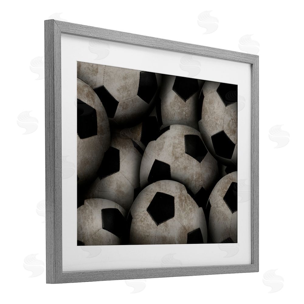 Marcus Prime Bin Of Soccer Balls Gray Framed Print Under Glass Art