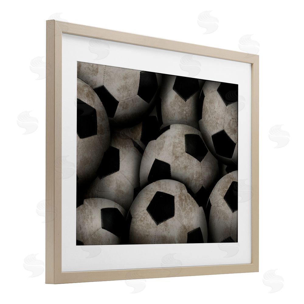 Marcus Prime Bin Of Soccer Balls Birch Framed Print Under Glass Art