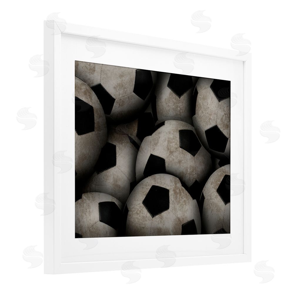 Marcus Prime Bin Of Soccer Balls White Framed Print Under Glass Art